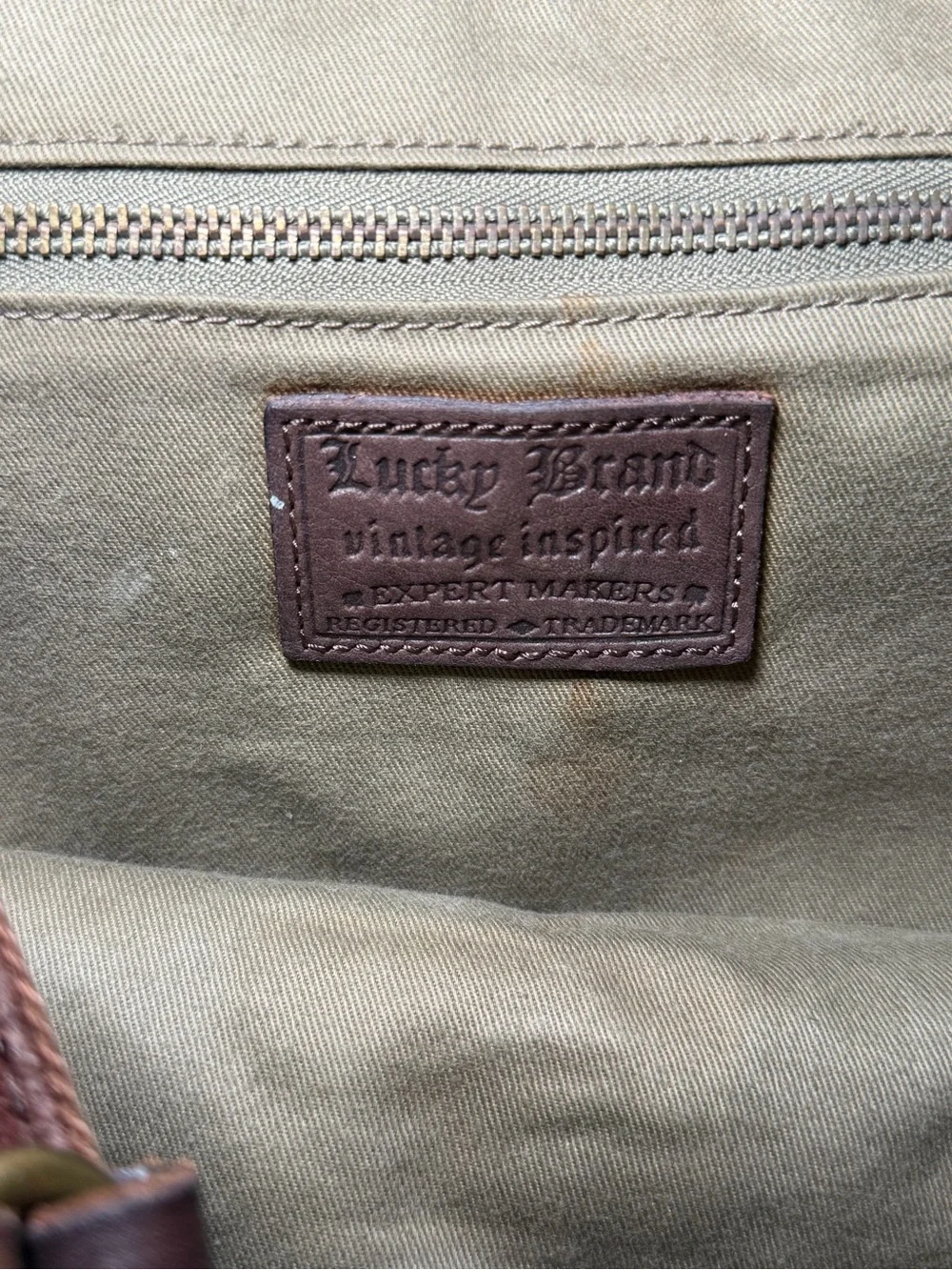 Vintage Lucky Brand Multicolor Scallop Patchwork Leather Tote - Brown Trim